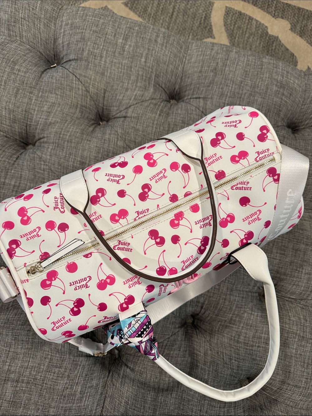 Juicy Couture Y2K Bag Pink Cherry On Top Logo Weekender Travel Duffle Bag NWT - Picture 11 of 17